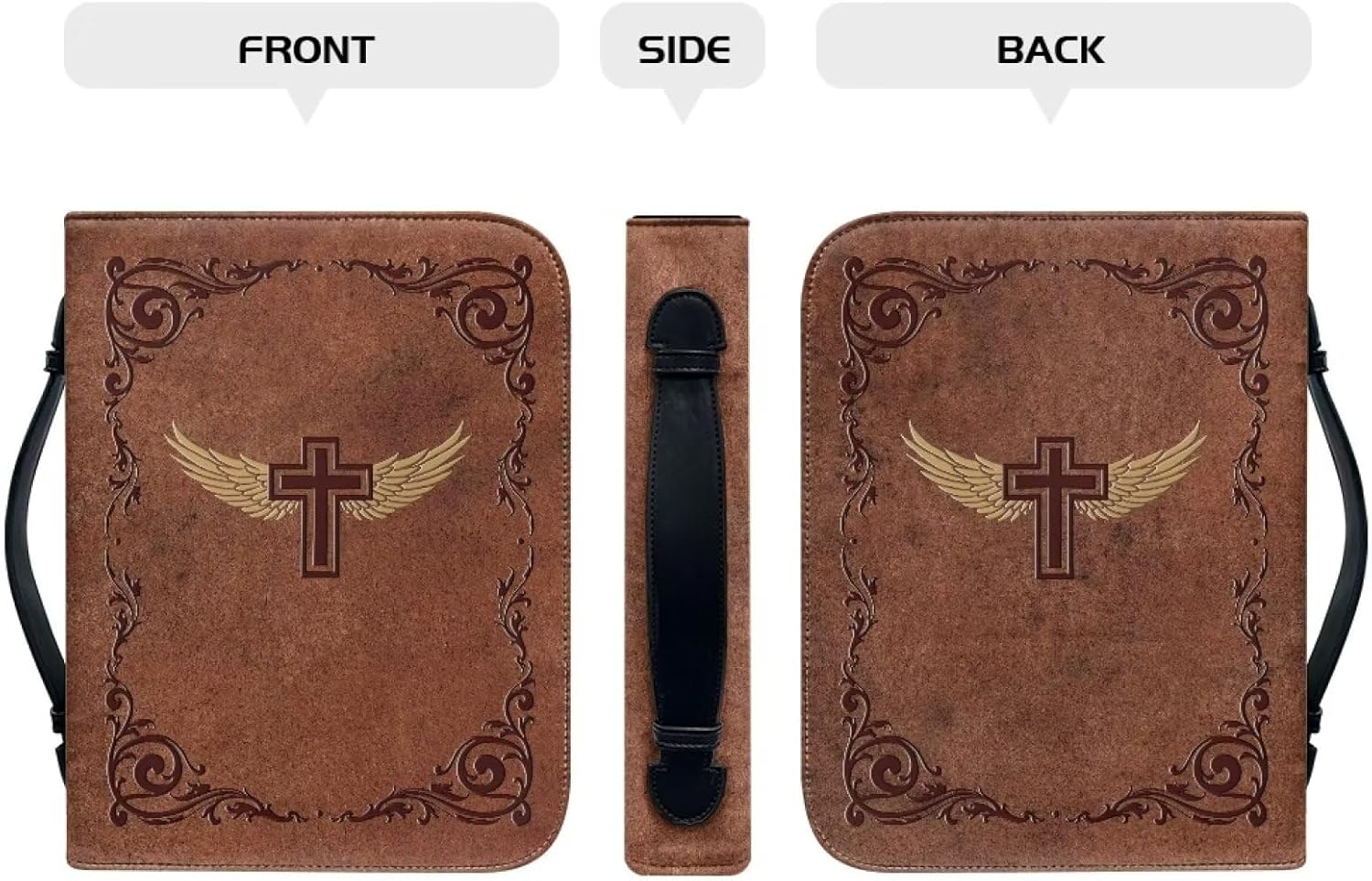 Funda para la Biblia, bolsa de estudio, funda de cuero para la Biblia con asa, funda de transporte impermeable para la Biblia para mujeres y hombres
