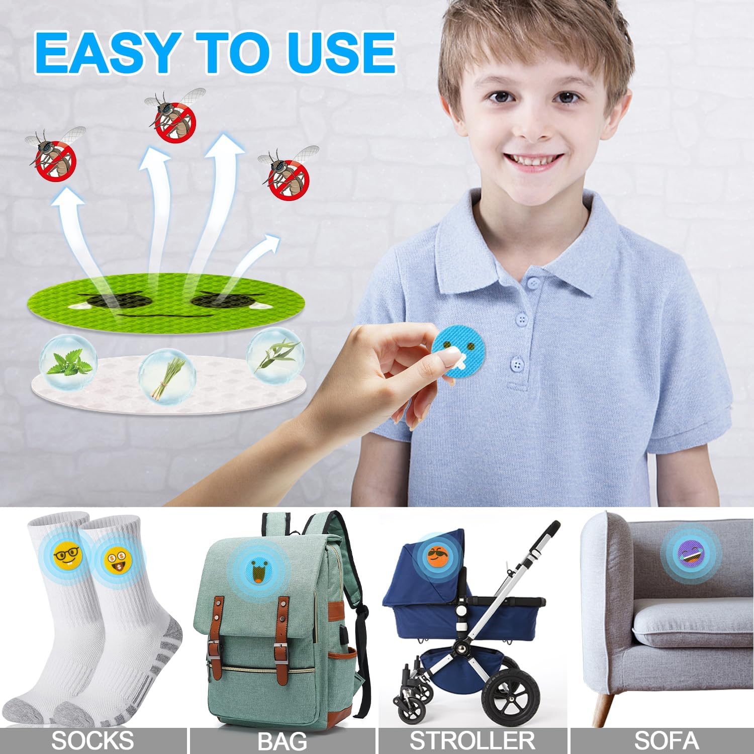 360 calcomanías repelentes de mosquitos, divertidos parches de mosquitos para niños, bebés y adultos con 6 pulseras repelentes de mosquitos