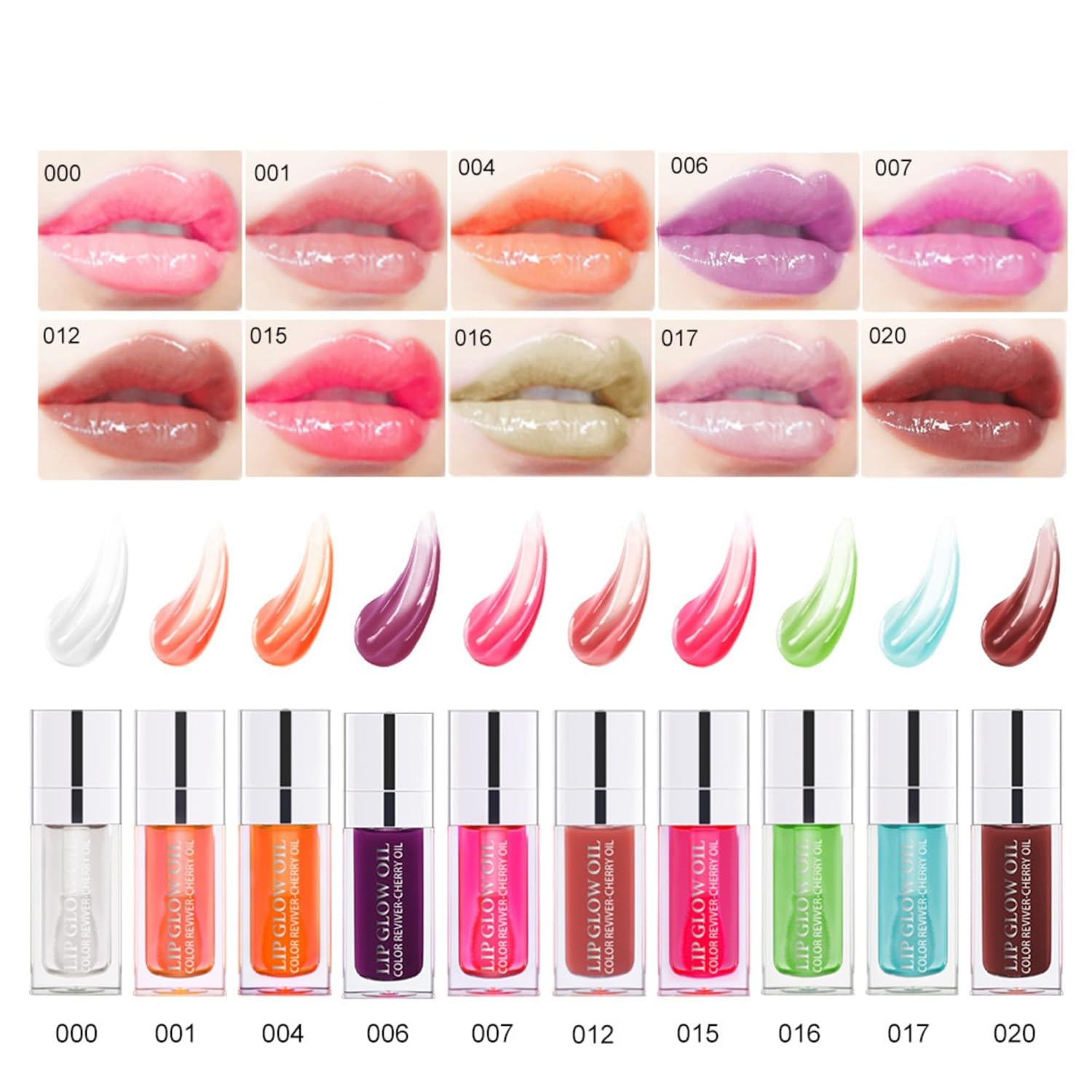 MAEPEOR Aceite hidratante para labios, 10 colores, brillo de labios hidratante, no pegajoso, transparente, de larga duración, bálsamo labial tintado