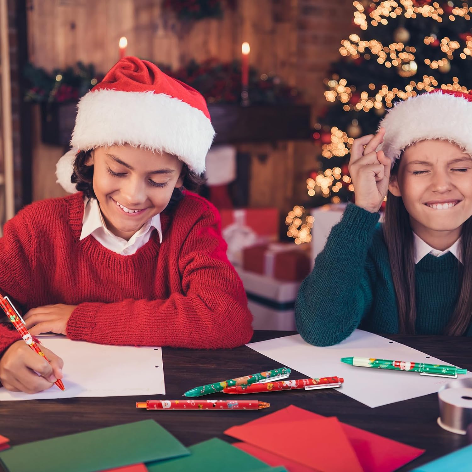 Yeaqee 240 bolígrafos de Navidad a granel retráctiles de Navidad a granel, bolígrafos de tinta de gel, bolígrafos de tinta de gel de dibujos