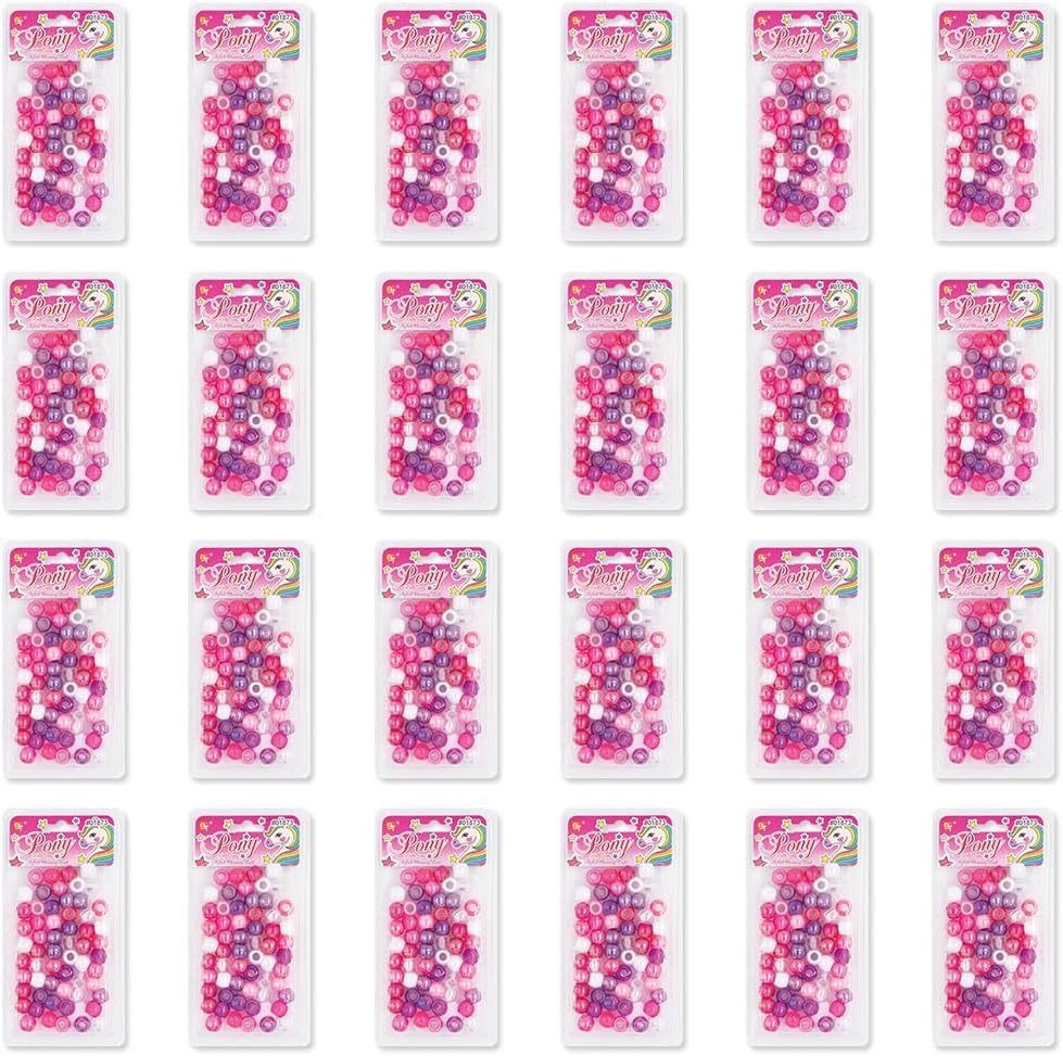 Kit de fabricación de joyas de cuentas para manualidades, pulseras para trenzar el cabello, manualidades, poni (grande, redondo, rosa, morado,