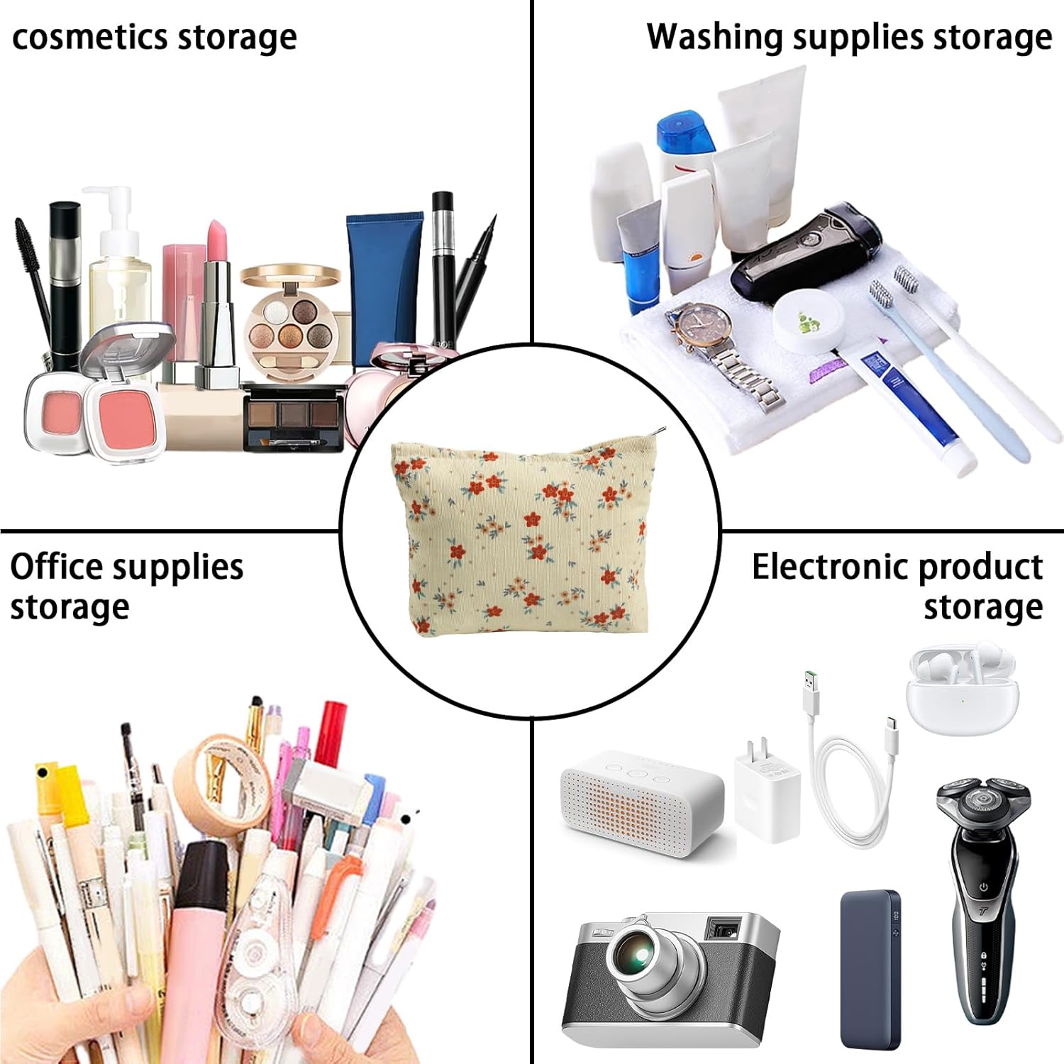 MHDGG Bolsa de maquillaje para mujer, bolsa de cosméticos floral de gran capacidad, bolsas de maquillaje, bolsas de maquillaje para mujer, bolsos de
