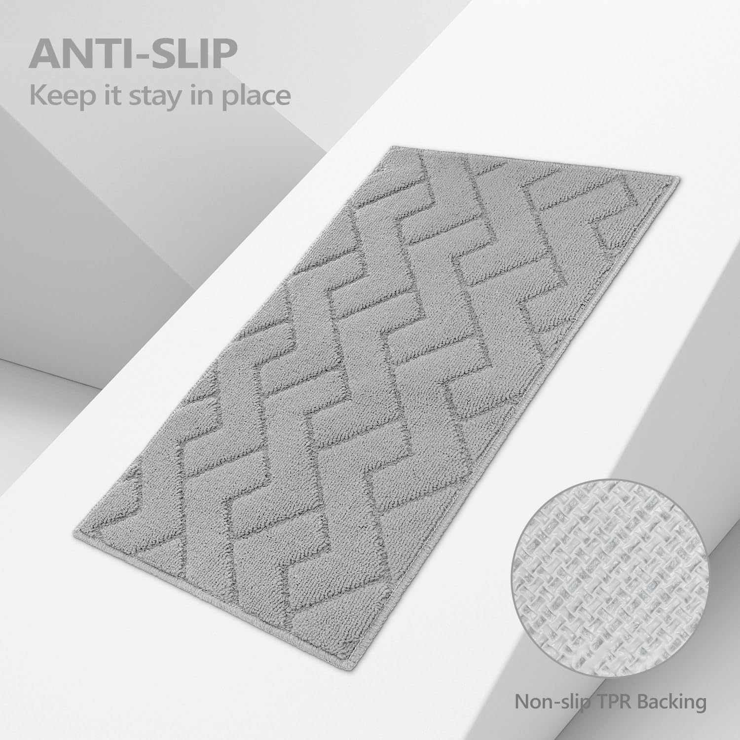 hicorfe Juego de alfombras y tapetes de cocina, 2 piezas de polipropileno súper absorbente, tapete antideslizante de polipropileno suave y cómodo,