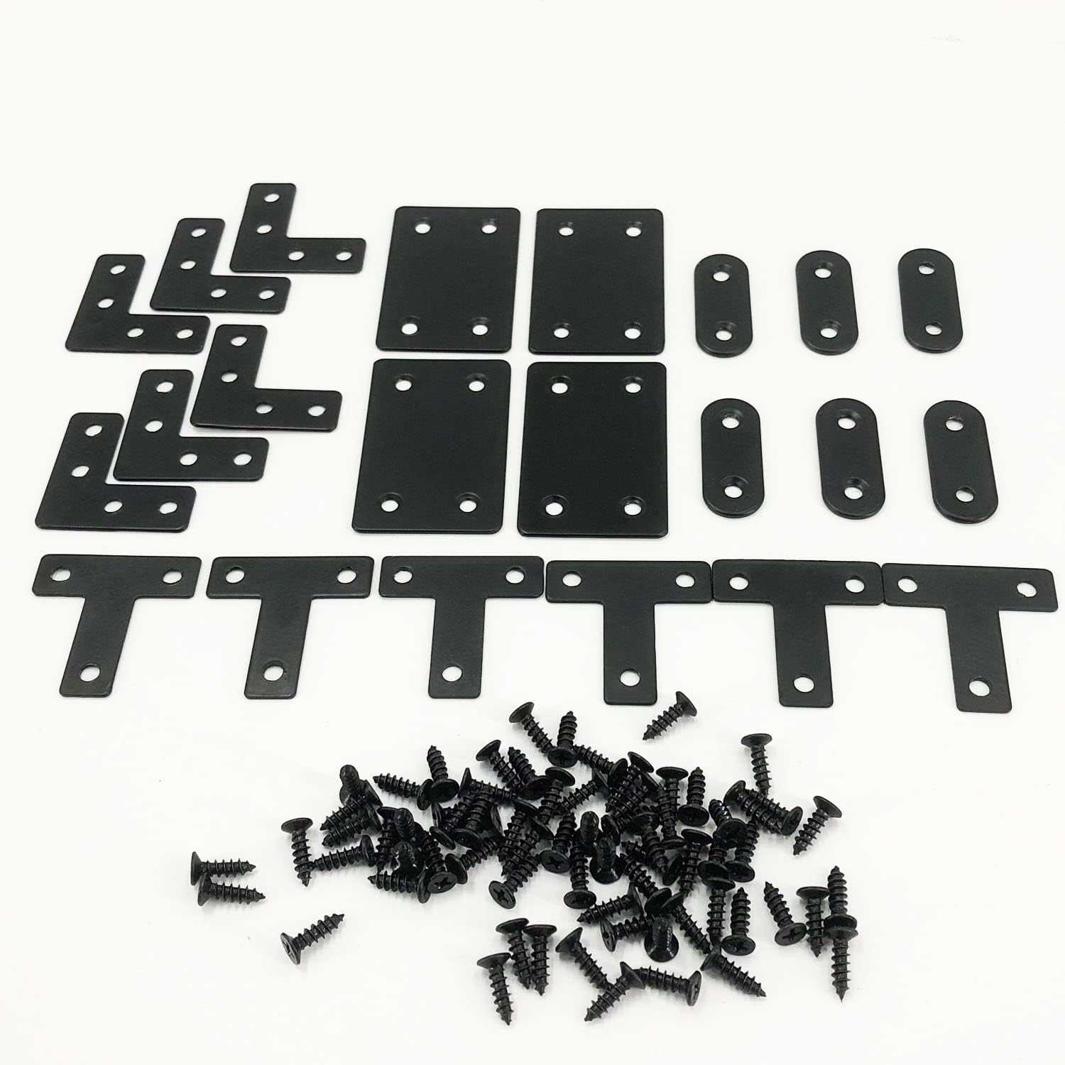 Paquete de 22 soportes rectos de acero inoxidable de acero inoxidable, soportes rectos de esquina recta, placas rectas de metal con tornillos