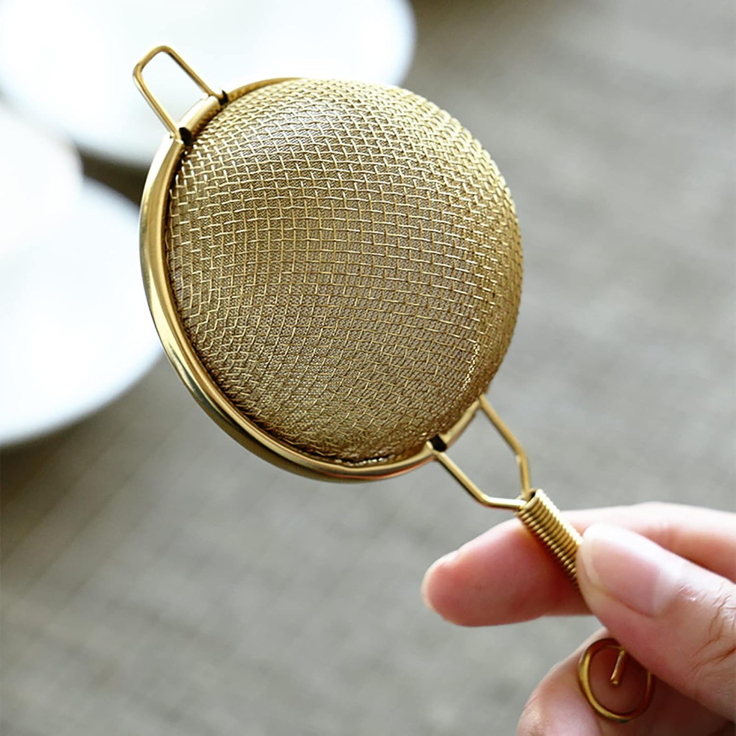 UPTALY 2 coladores de té de malla fina (dorado), tamiz de café de acero inoxidable 1810, infusor de té pequeño, difusor de té reutilizable, mini