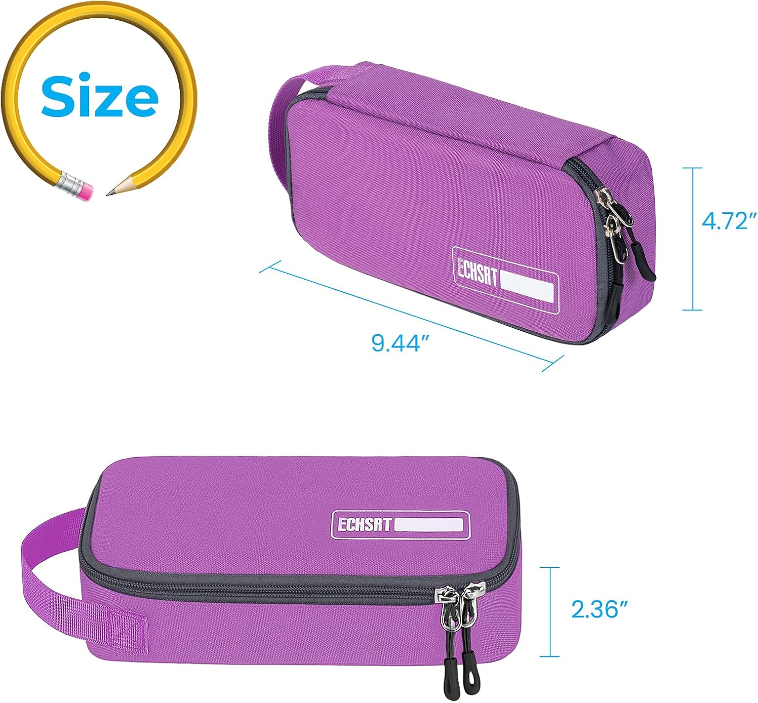 Estuche grande para lápices, estuche duradero para bolígrafos con gran capacidad, bolsa de papelería portátil minimalista con asa para escuela,