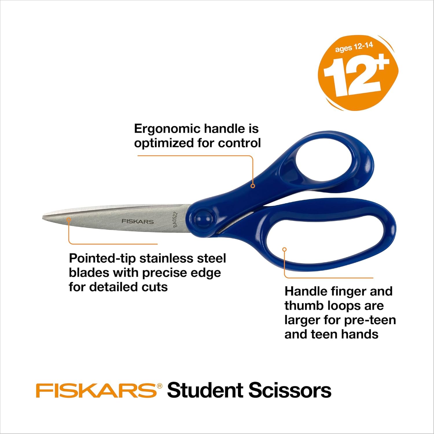 Fiskars Tijeras para estudiantes, color azul (7 pulgadas)