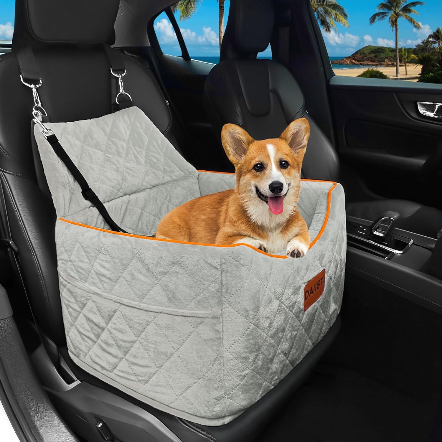 DAIIST Asiento de automóvil para perros pequeños, asiento elevador de espuma viscoelástica para perros, antideslizante y lavable, asiento elevado