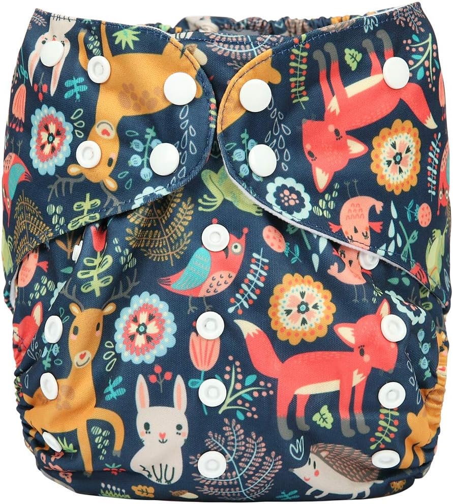Pañal de tela grande Junior de 2 a 7 años de edad, bolsillo reutilizable para bebés y niños pequeños (animal búho zorro)
