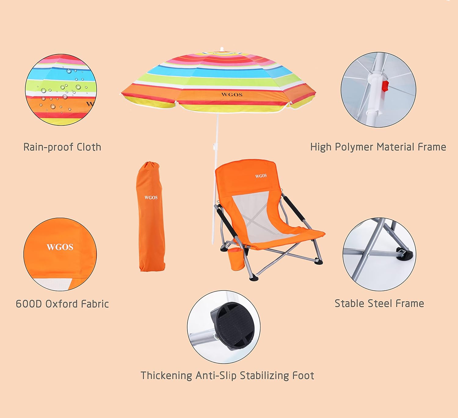 Silla de playa, silla de playa y sombrilla, silla de playa plegable, sillas de playa para adultos, silla de playa baja, silla plegable con paraguas,