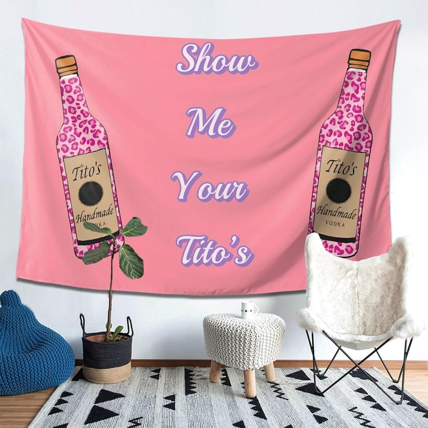 Smacget Tapiz rosa divertido y pequeño para adolescentes, decoración estética, tapiz para colgar en la pared, arte de pared, decoración de fiesta,