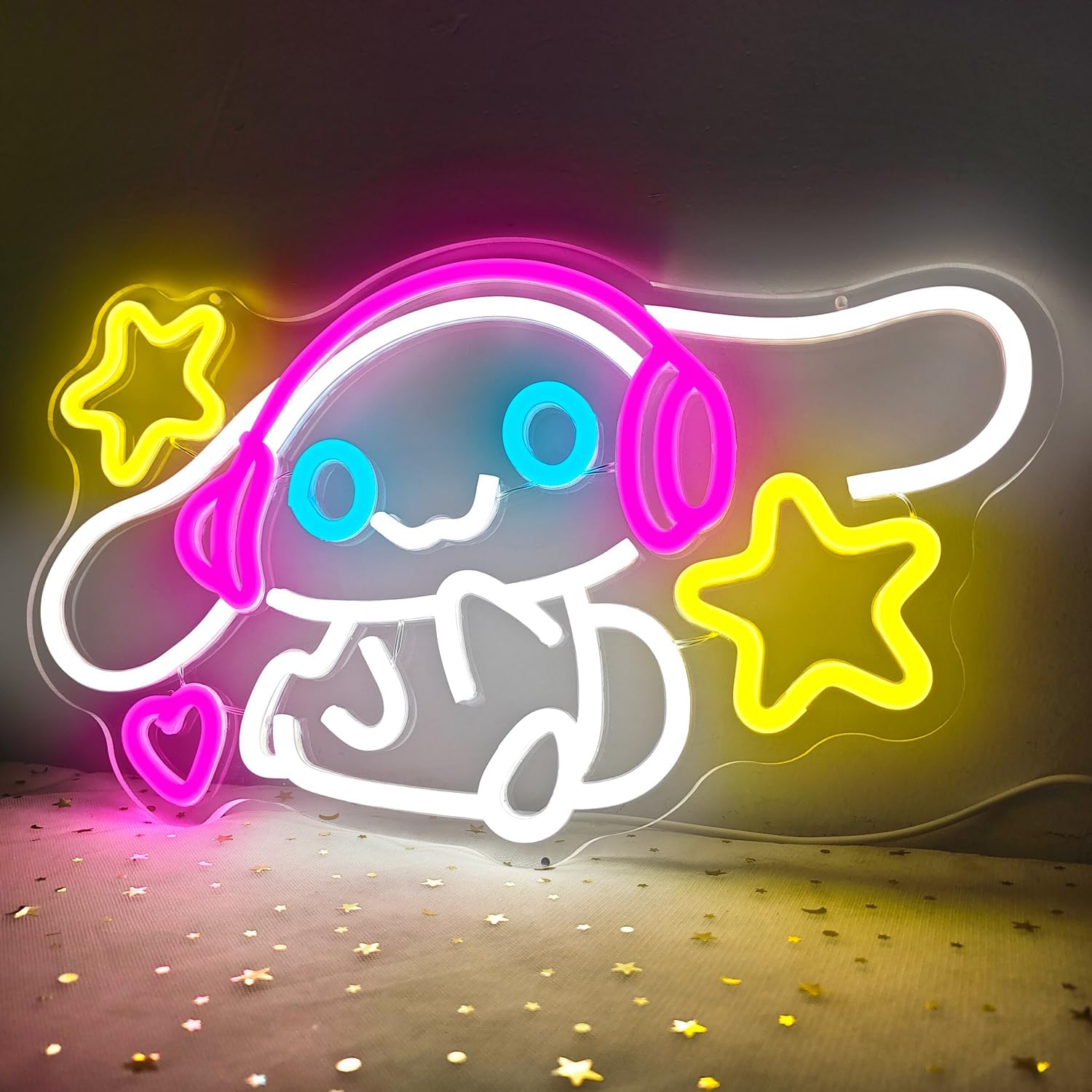 Cinnamoroll – Letrero de neón con luz de neón de anime para decoración de pared, letreros LED de dibujos animados para dormitorio, habitación de