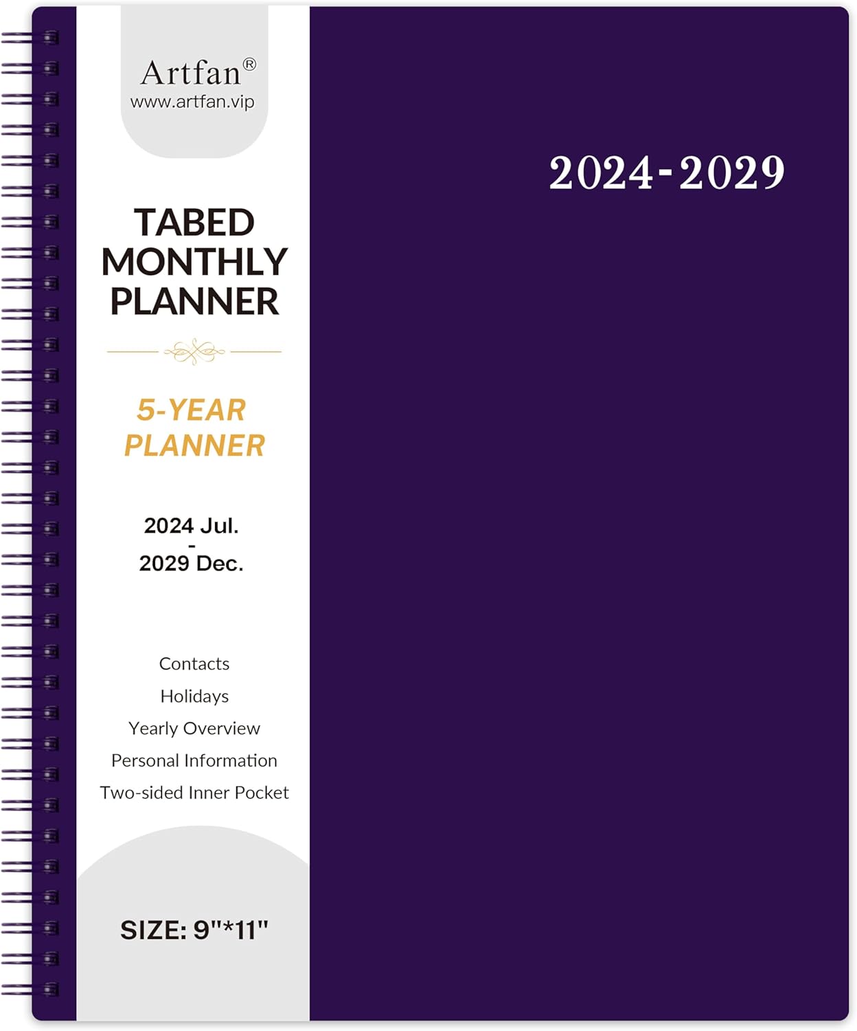 Agenda mensual 2024-2028, calendario mensual de 5 años de enero de 2024 a diciembre de 2028, agenda mensual de 60 meses, 9 x 11 pulgadas, calendario