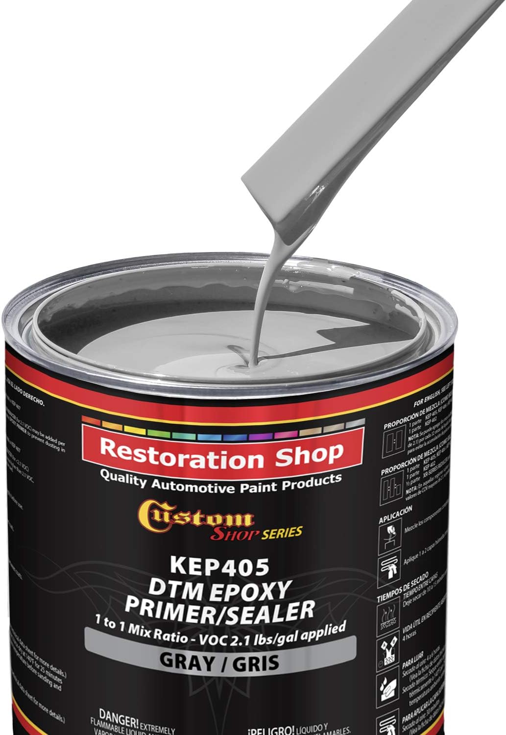 Custom Shop – Imprimaciónsellador epoxi gris 2.1 VOC (kit de 2 galones) anticorrosivo DTM de alto rendimiento para uso automotriz e industrial  1