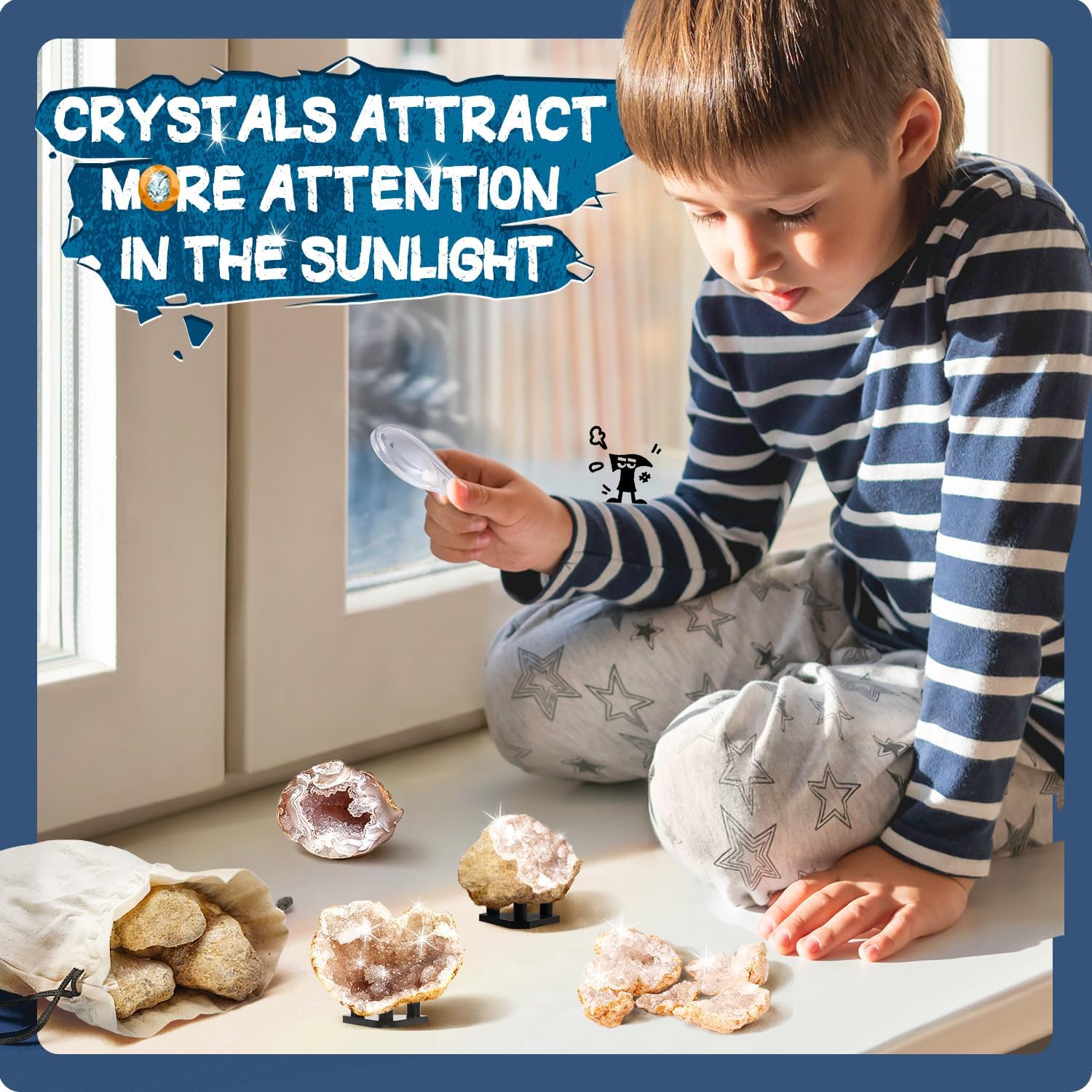Geodas con cristales Break Open Kit de 10 geodas premium  Kit de ciencia de cristales de geología  Juguetes educativos de cristal STEM regalos para