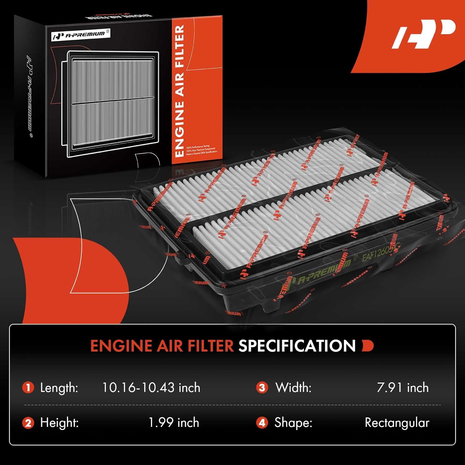 A-Premium Filtro de aire de motor compatible con Acura RDX 2019 2020 2021 2022 2023 – L4 2.0L – Reemplazo # 17220-5MS-H00