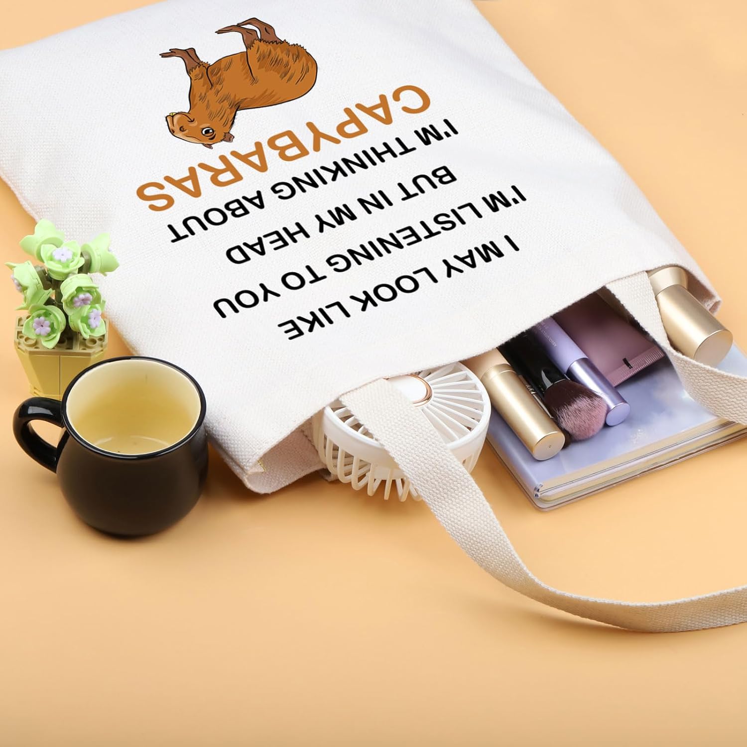 PLITI Capybara – Bolsa de viaje divertida con temática de Capybara, regalo para amantes de Capybara, con texto en inglés In My Head I’m Thinking