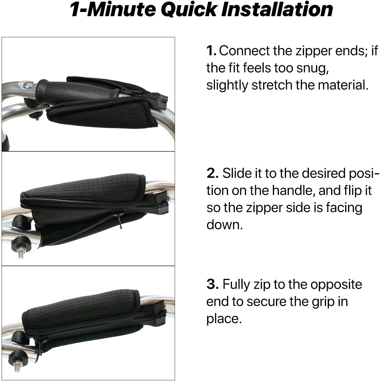 Cojines avanzados con cierre de cremallera para andadormango de muleta diseño antideslizante con tejido de buceo premium y espuma SBR para máxima