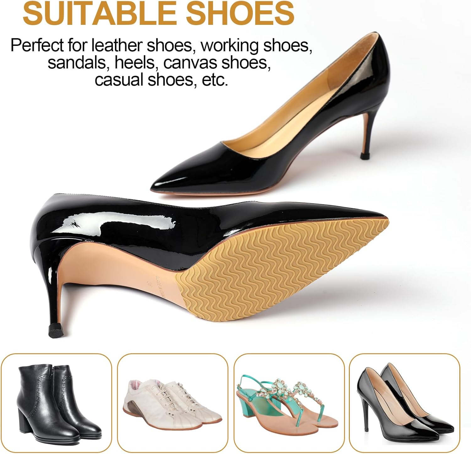 GQTJP Protector inferior de suela de zapato, empuñaduras autoadhesivas en la parte inferior de los zapatos, almohadillas antideslizantes para