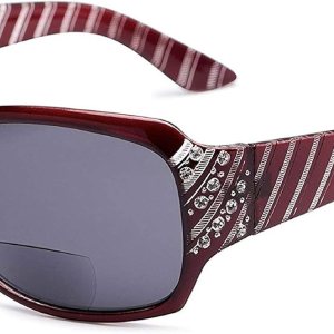 The Jazzy – Lentes de sol bifocales de lectura, lentes de diamantes de imitación, lectores tintados para mujer + 2.50 rojo The Jazzy – Lentes de sol bifocales de lectura, lentes de diamantes de imitación, lectores tintados para mujer + 2.50 rojo