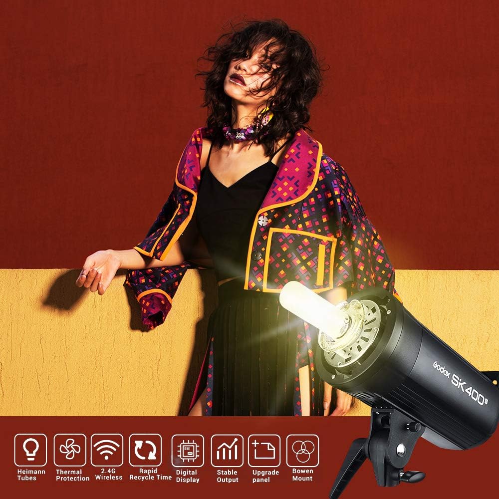 GODOX SK400II Estudio Estroboscópico Flash Light 400W GN65 5600K 150W Modelado Lámpara Profesional Speedlite para Estudio Retrato Fotografía
