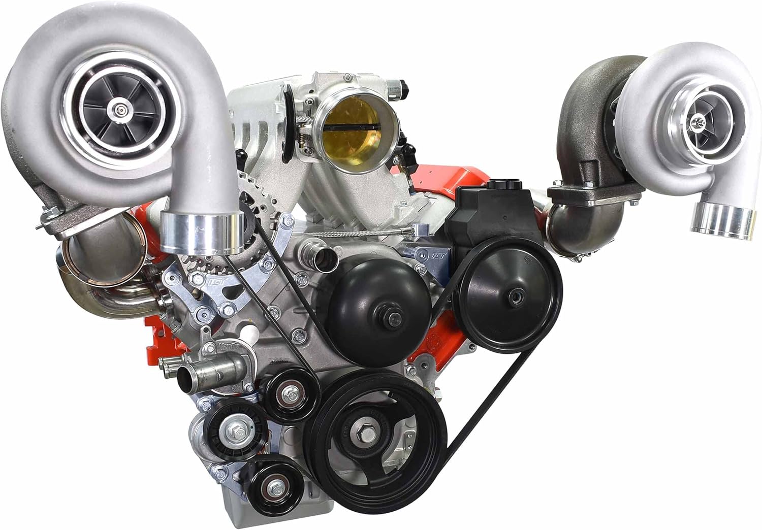 ICT Billet LS Turbo Alternador y soporte de dirección asistida Kit para bomba de agua LS1 LS3 Fabricado en Estados Unidos Aluminio Compatible con GM