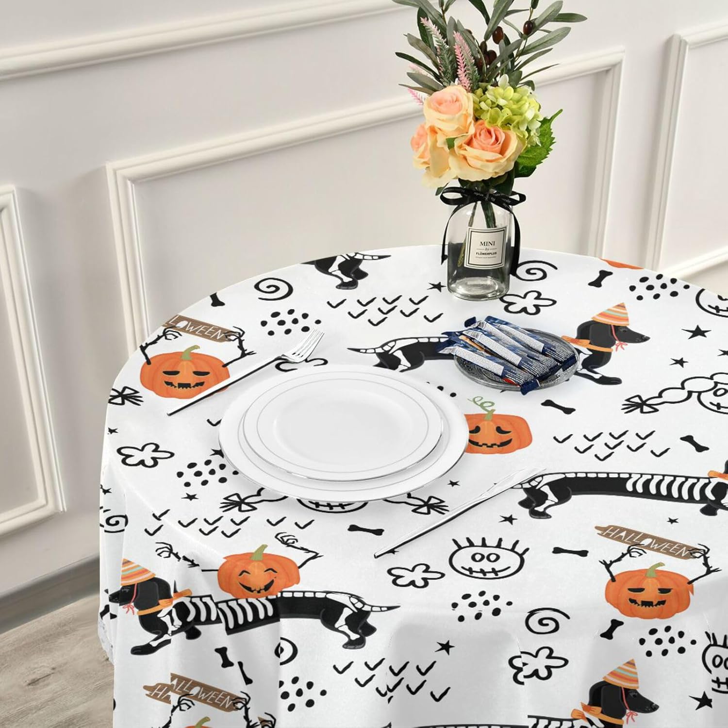 MCHIVER Mantel impermeable para mesas redondas, mantel de encaje para mesa de comedor al aire libre, cubierta de mesa de picnic, banquete, mesa