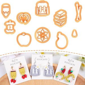 Puocaon Cortadores escolares de arcilla polimérica  10 piezas de libros cortadores de arcilla polimérica para joyas, bolsa escolar, lápiz de crayón Puocaon Cortadores escolares de arcilla polimérica  10 piezas de libros cortadores de arcilla polimérica para joyas, bolsa escolar, lápiz de crayón