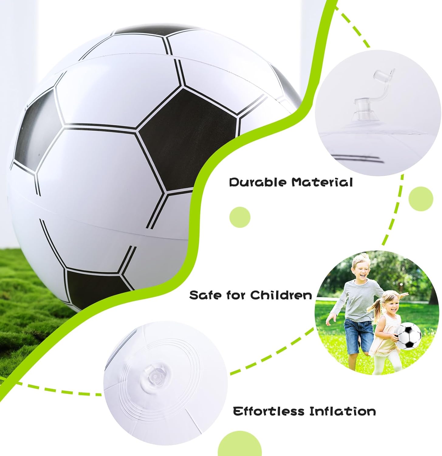 AMOR PRESENT 3 bolas inflables de 12 pulgadas, fútbol inflable para niños, pelotas de playa, recuerdos de fiesta para verano, piscina, juego de playa