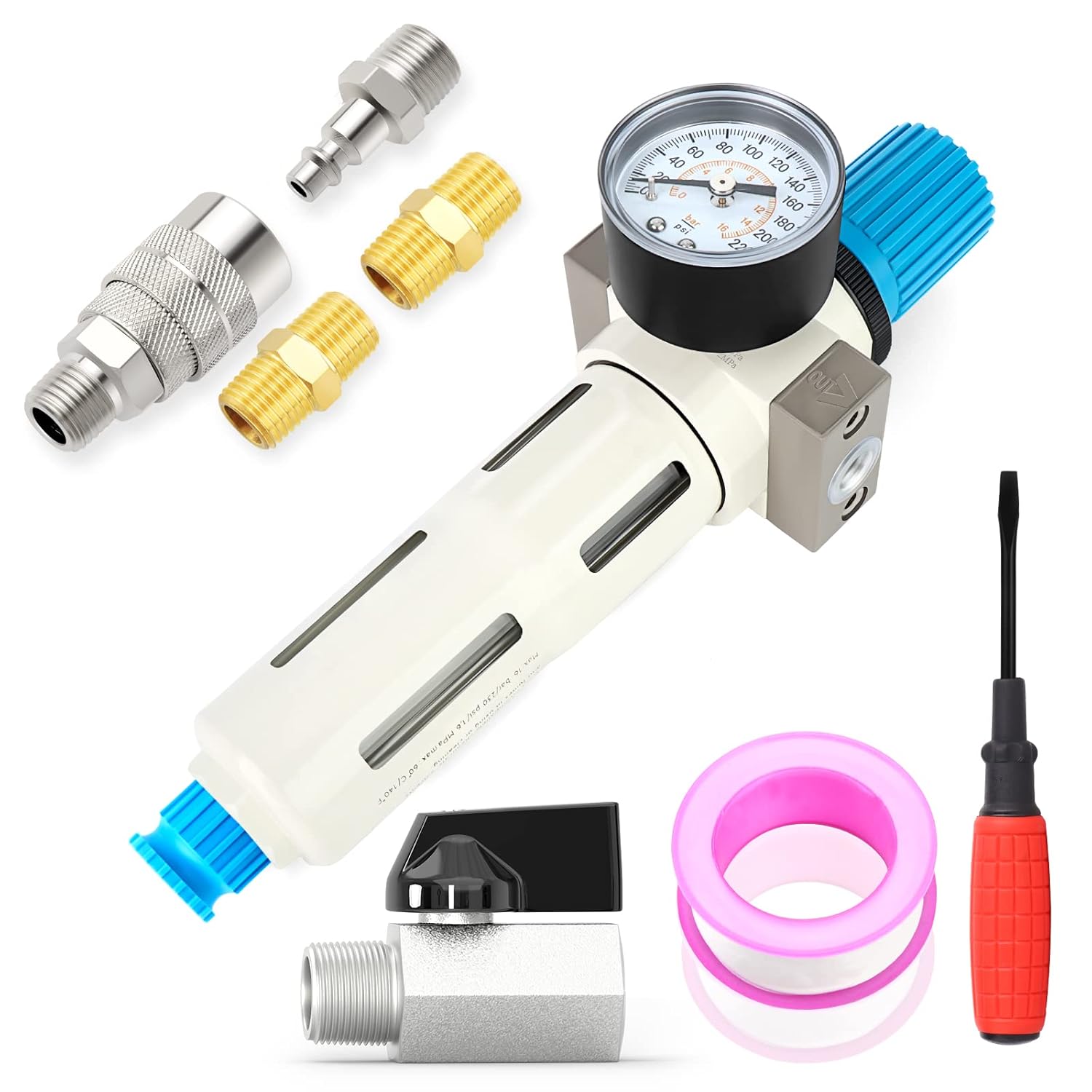 TAILONZ PNEUMATIC 14 pulgada NPT 220 PSI Sistema de secado de aire de alta presión de drenaje semiautomático Filtro de aire de partículas, filtro de