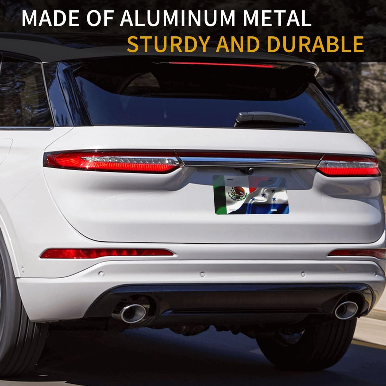 Placa de matrícula de la bandera de Honduras de México y Honduras de México y Honduras para la parte delantera del automóvil, etiqueta de aluminio
