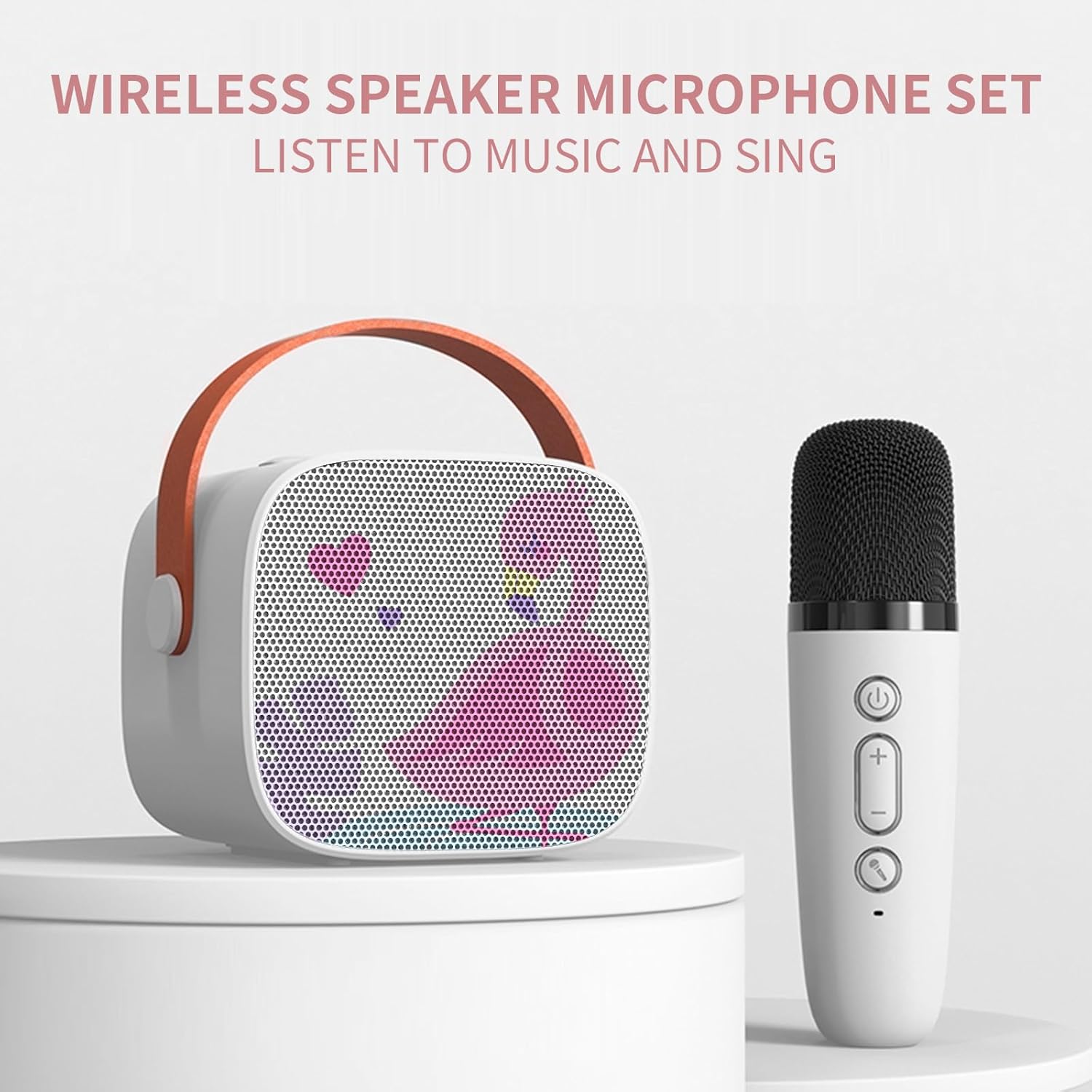 Mini máquina de karaoke para niños, altavoz Bluetooth portátil con micrófono inalámbrico, reproductor de música para niños, juguetes para niñas, 3,