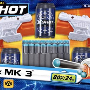 Paquete doble de pistolas MK 3 XSHOT (80 pies78.7 ft) con 3 cañones y 16 dardos para edades de 8 años en adelante Paquete doble de pistolas MK 3 XSHOT (80 pies78.7 ft) con 3 cañones y 16 dardos para edades de 8 años en adelante