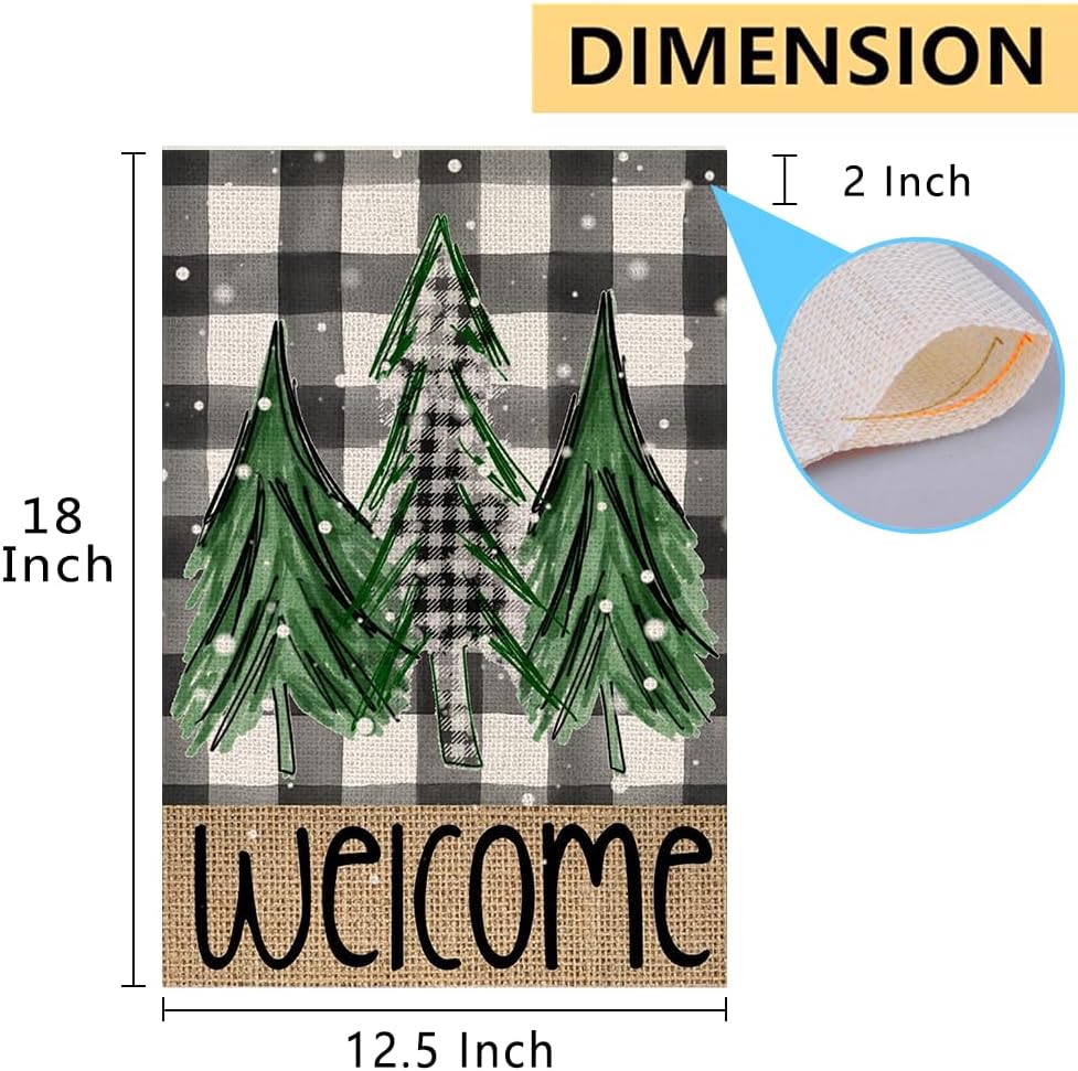 Bandera de jardín de Navidad de doble cara de 12.5 x 18.5 pulgadas, decoración de árboles de Navidad para el hogar, jardín, patio, exterior, porche,