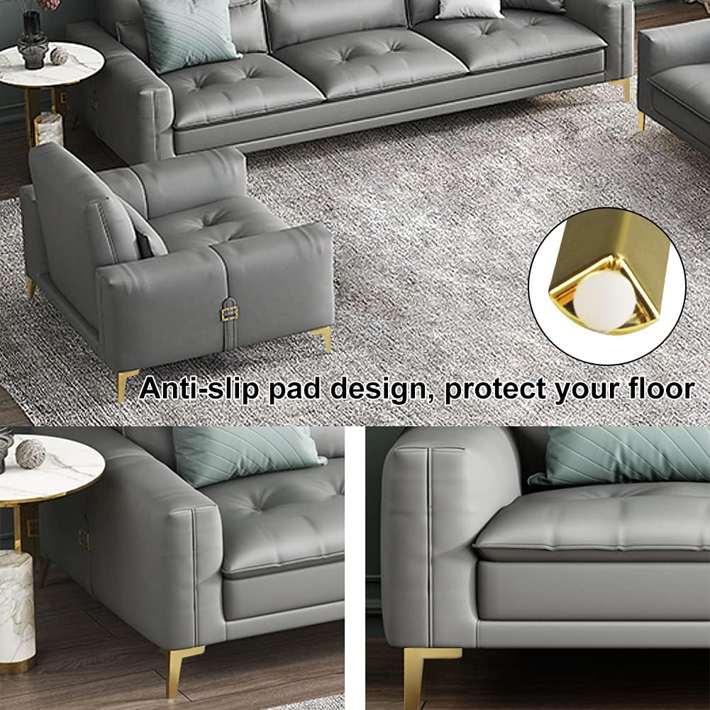 GOSCHE Patas doradas para muebles de 4 pulgadas, juego de 4 patas de sofá de metal, patas de repuesto de estilo moderno para tocador, silla, cama,