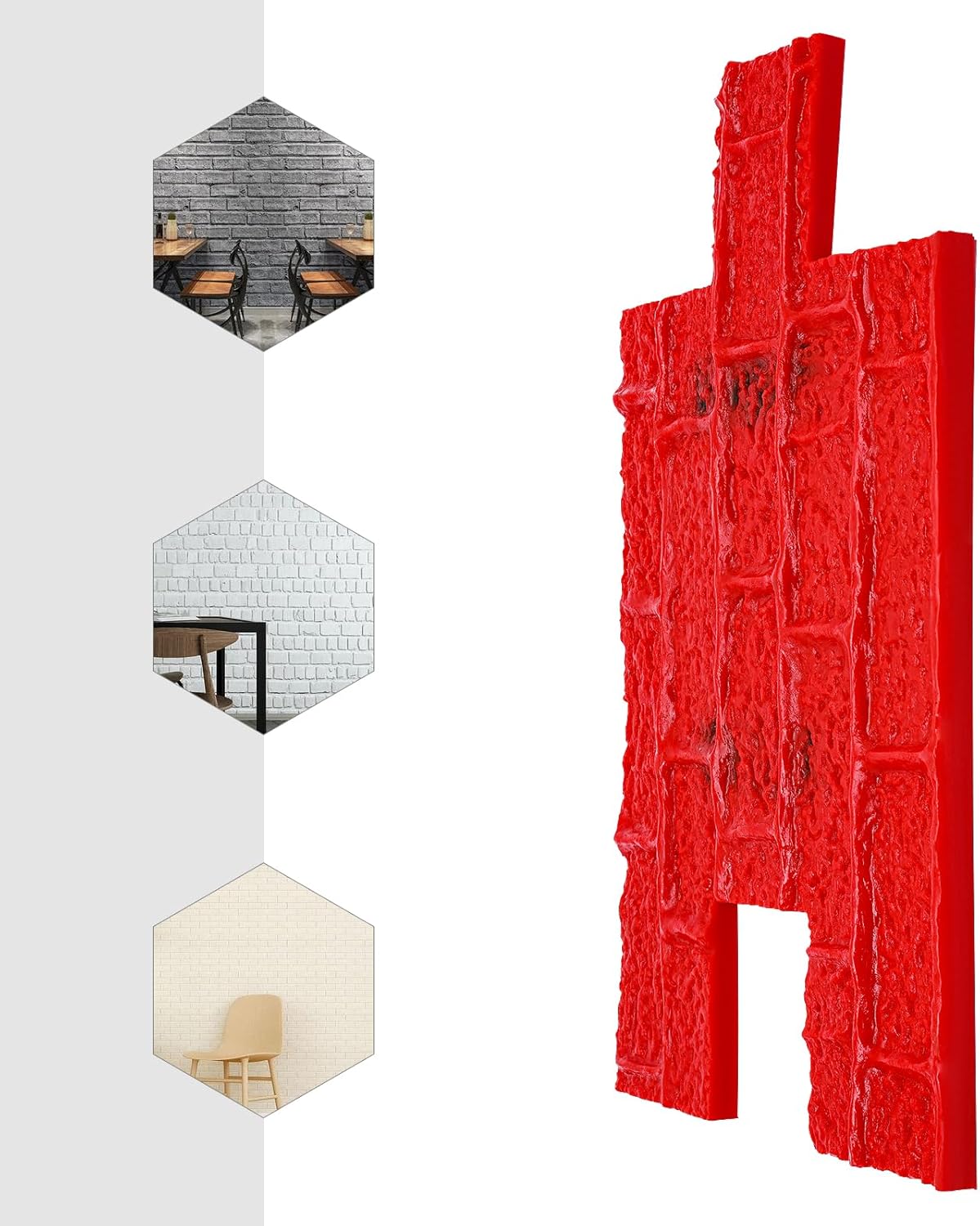 Juego de moldes apilables de 22.2 x 12 pulgadas para sellos de hormigón sin costuras, tapete de pared de cemento de poliuretano con textura de