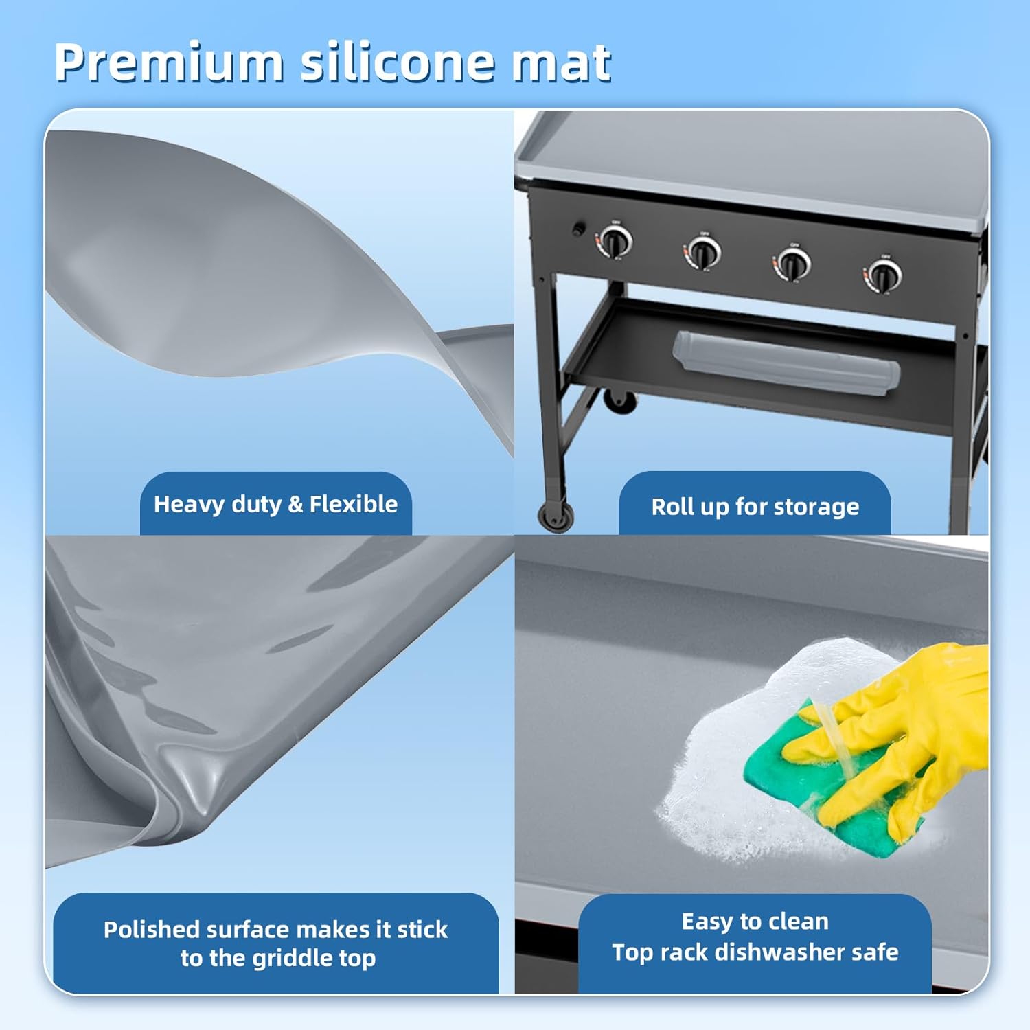 Alfombrilla de silicona para plancha de mesa Blackstone de 28 pulgadas, cubierta de parrilla de cobertura completa mejorada, cubierta de plancha de