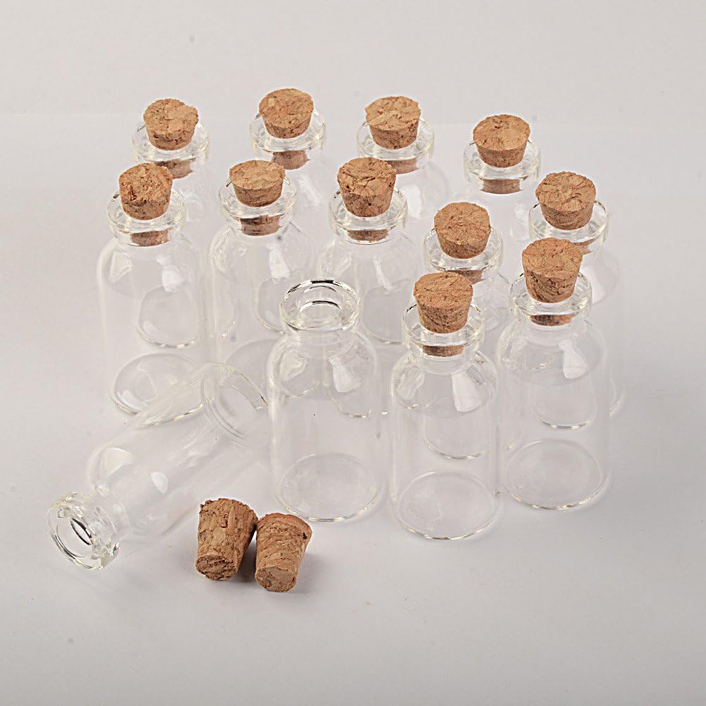 Frascos de vidrio pequeños con tapa de corchos, mini botellas de vidrio vacías de 0.2 fl oz, frasco de 100 unidslote (0.2 fl oz-18 x 40 x 12.5)
