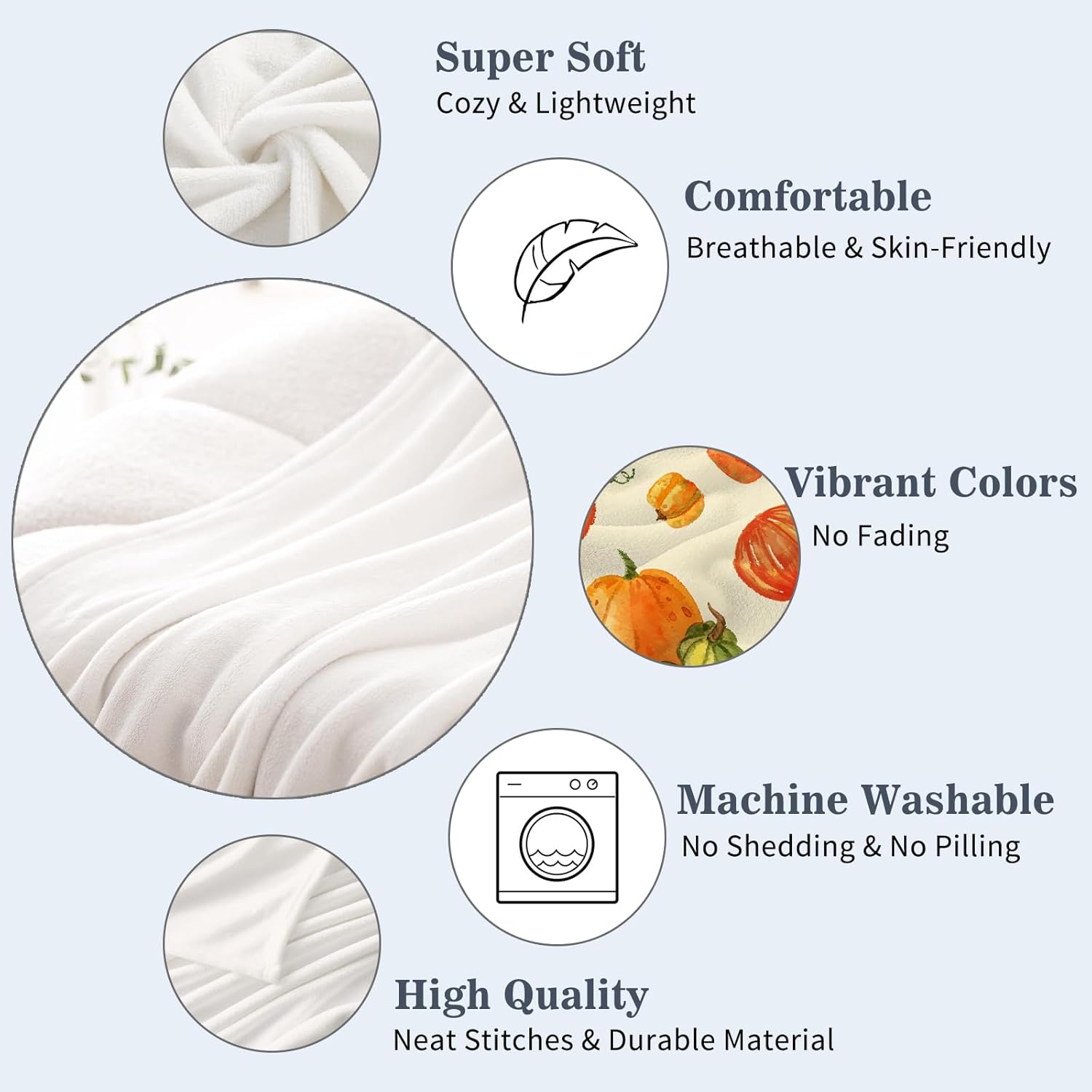 Neatee Living Manta decorativa de otoño de tamaño pequeño para niños, manta de Acción de Gracias de otoño con hojas de calabaza para sofá, cama,