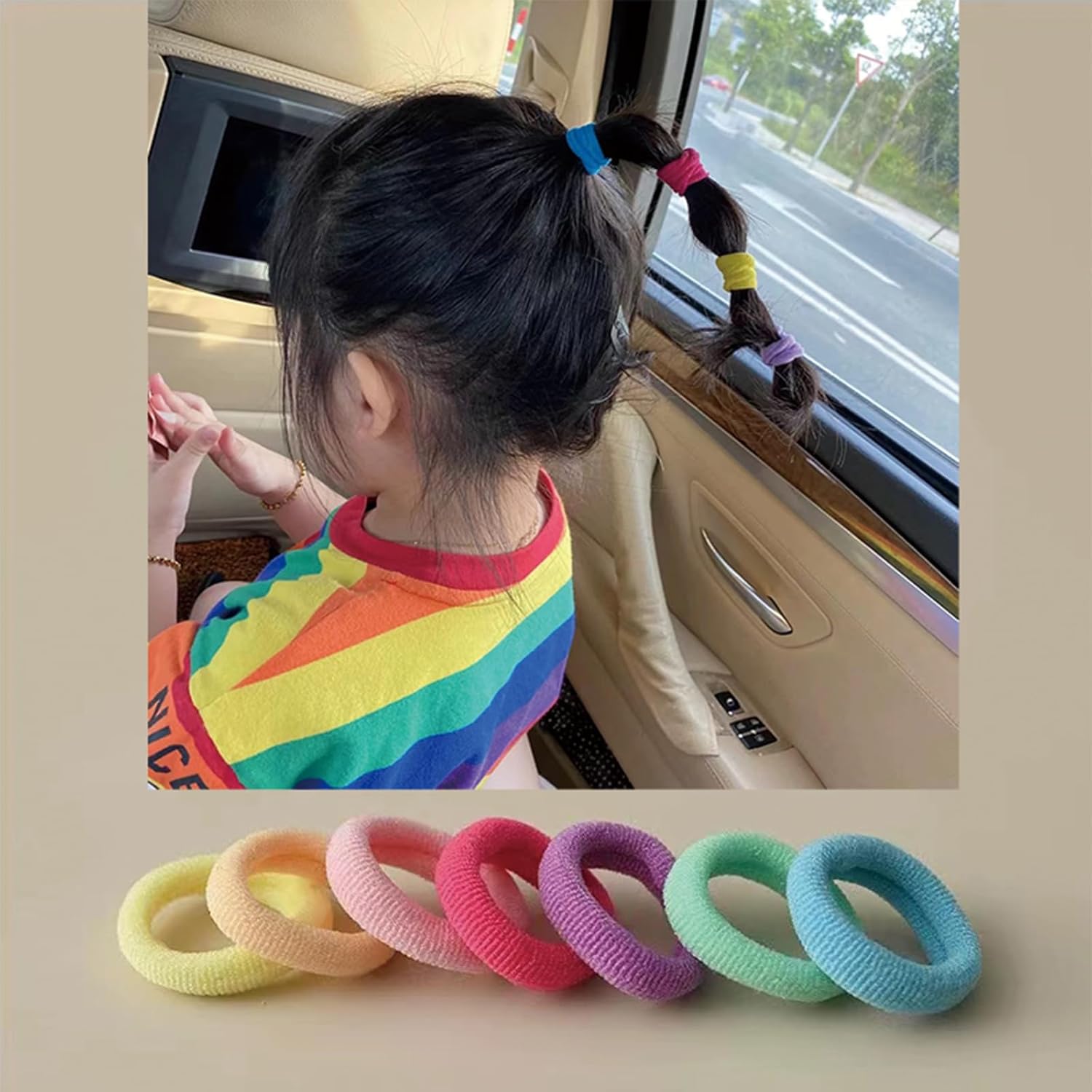 SRIVIJA 100 ligas para el pelo de bebé y niños pequeños, mini bandas para el pelo de bebé, bandas suaves y sin costuras, soportes elásticos para