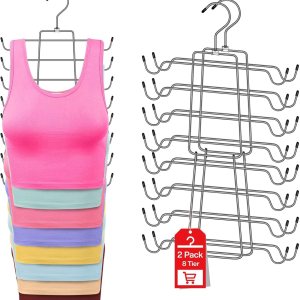 Paquete de 2 perchas para camisetas sin mangas, organizadores de armario que ahorran espacio y almacenamiento para brasieres, camisetas, camisolas, Paquete de 2 perchas para camisetas sin mangas, organizadores de armario que ahorran espacio y almacenamiento para brasieres, camisetas, camisolas,