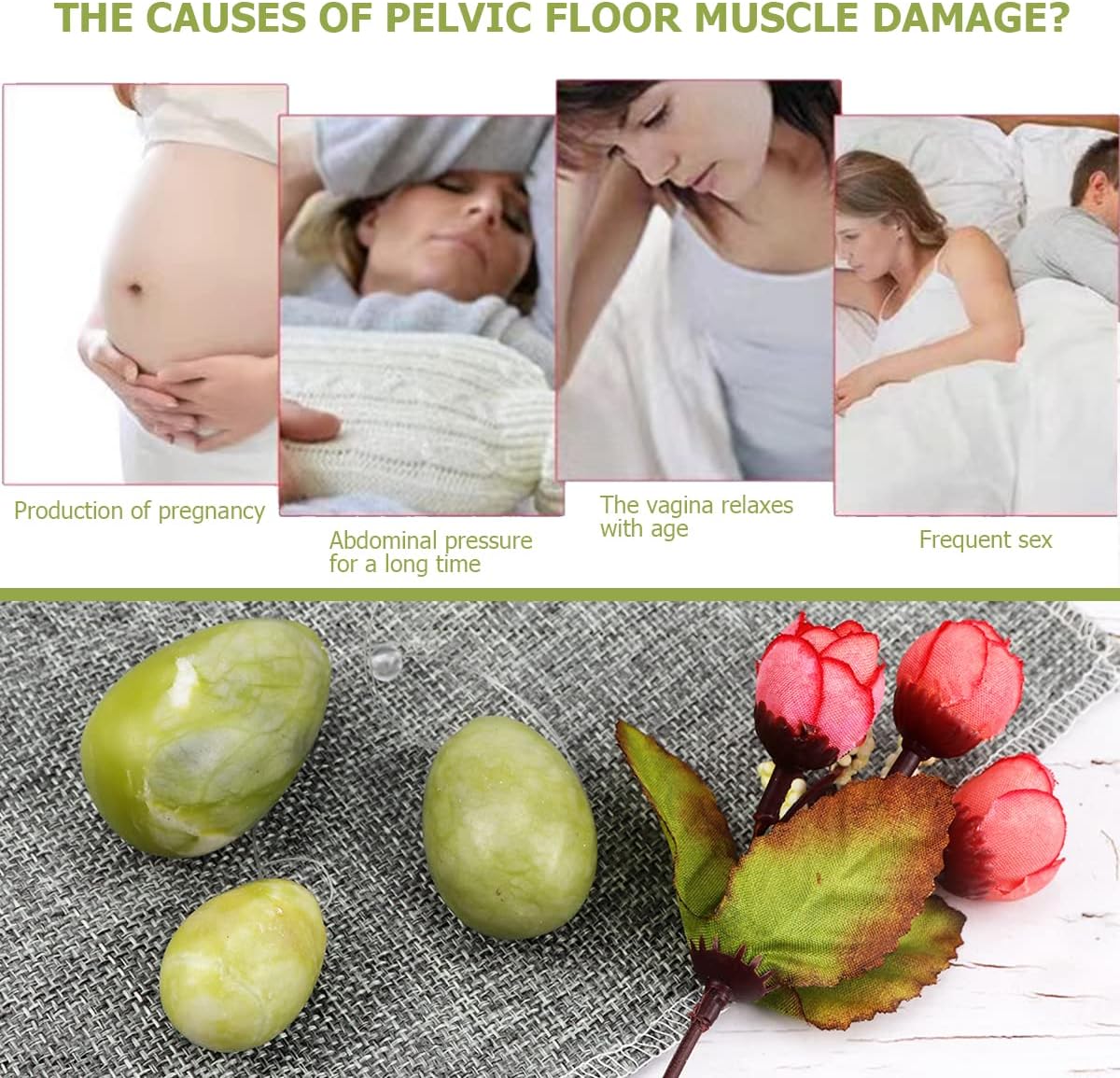 FERCAISH Juego de piedras de masaje de huevos, 3 piezas de piedra natural de masaje, bolas de liberación de ejercicio para el estrés para mujeres