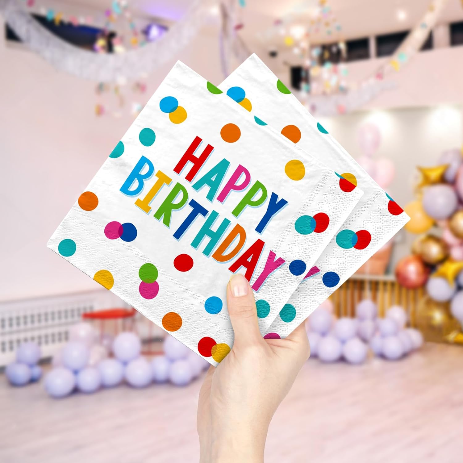 Decoraciones de feliz cumpleaños suministros de fiesta de cumpleaños para niños con diseño de puntos, incluye platos y servilletas de feliz