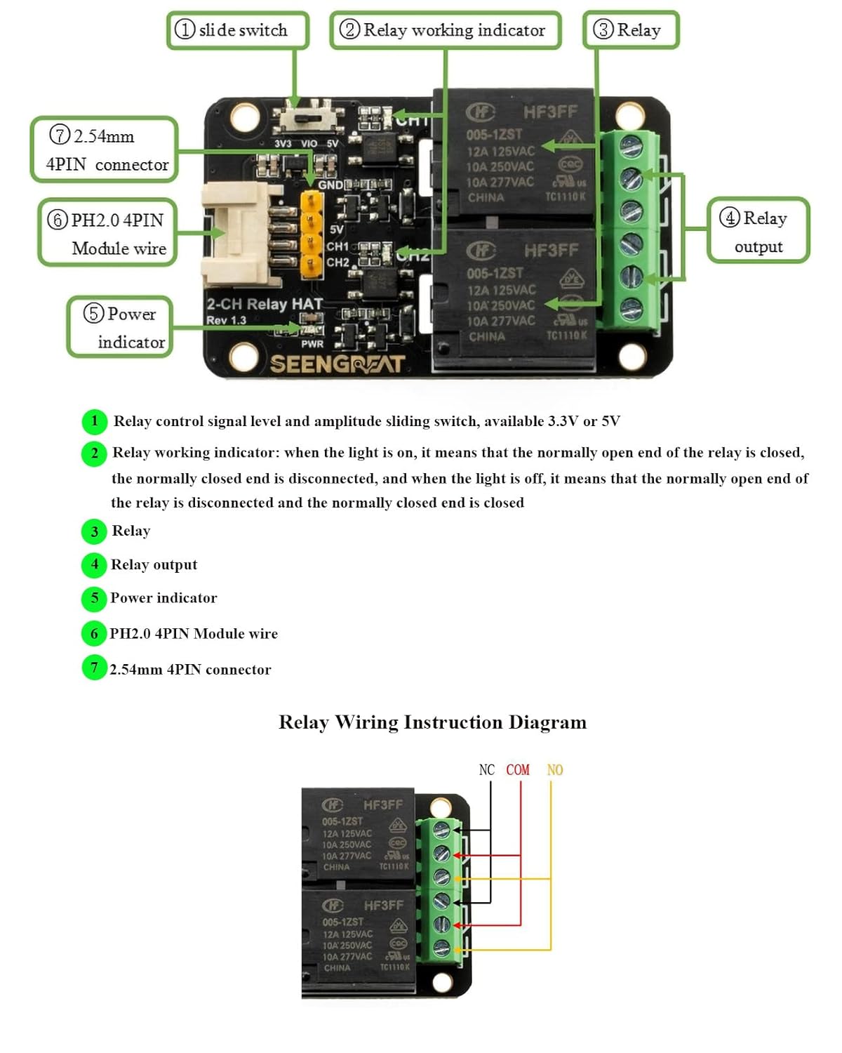 Módulo de relé de 2 canales, placa de expansión de relé para Raspberry Pi ZeroZero WZero WH2B3B3B+4B STM32 Ardui, aislamiento optoacoplador 3.3V y 5V