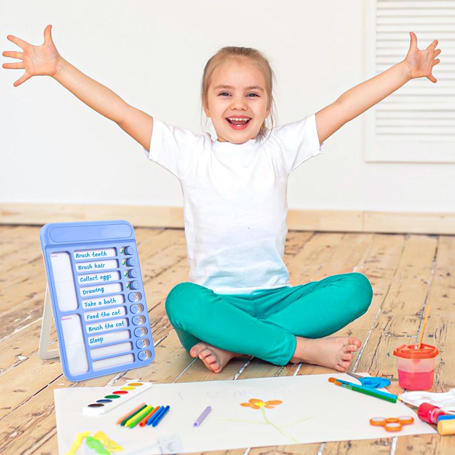 Paquete de 2 tablas de tareas borrables para niños, lista magnética de tareas reutilizables con papel de borrado en seco, tabla de programación de
