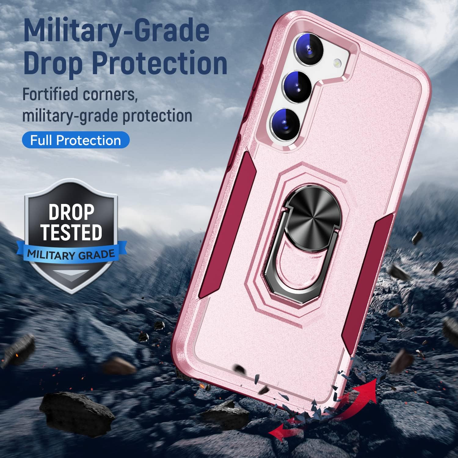 Funda para Samsung Galaxy S23 con 2 protectores de pantalla, de grado militar, de doble capa, a prueba de golpes, resistente, a prueba de golpes,