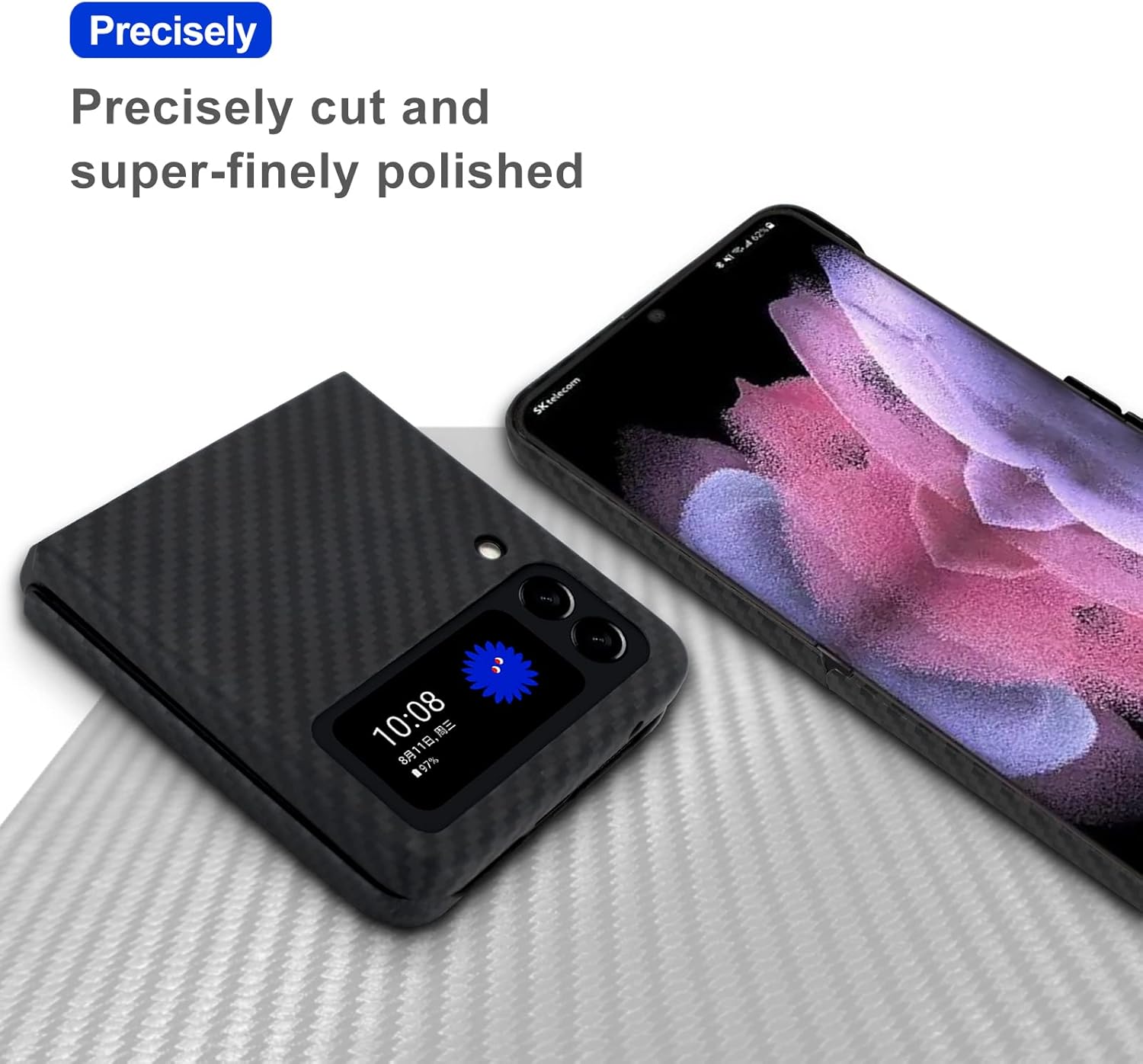 Funda para Samsung Galaxy Z Flip4, funda para Samsung Flip 4 hecha con fibra de aramida 1500D, funda ultradelgada para teléfono, sin funda