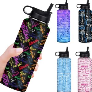 YFgohighhh Botellas de agua personalizadas con nombre personalizado con nombre, botella de acero inoxidable con nombre para mujeres, hombres, YFgohighhh Botellas de agua personalizadas con nombre personalizado con nombre, botella de acero inoxidable con nombre para mujeres, hombres,