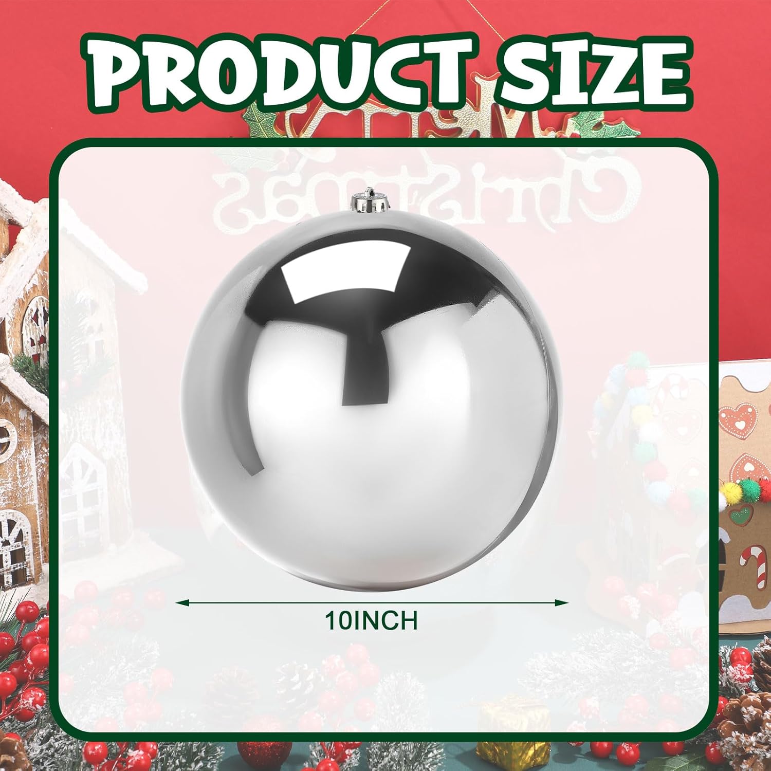 Adornos de bola de Navidad jumbo de 10 pulgadas, bolas de plástico resistentes a los rayos UV y al agua, bola grande y brillante, adornos de bola de