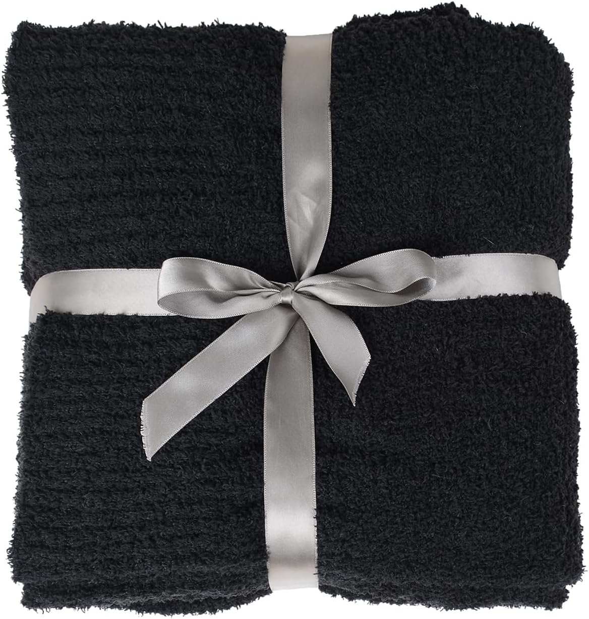 Manta de punto súper suave de 60 x 80 pulgadas, ligera, acogedora y cálida, manta gruesa y esponjosa para sofá, cama, oficina, color negro